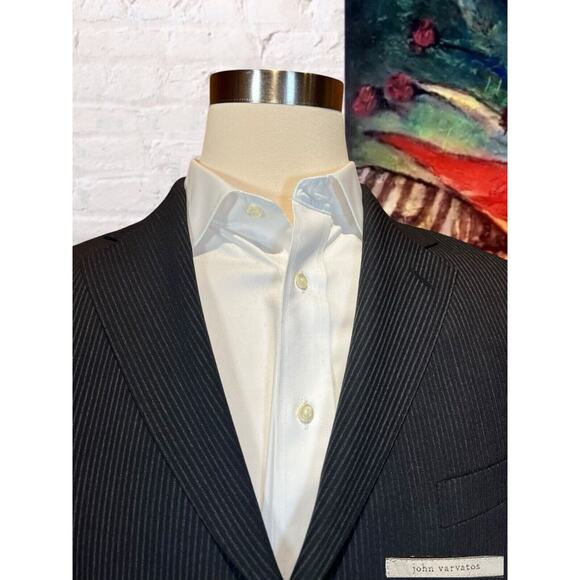 John Varvatos Collection 44R Dark Gray Micro Stripe Blazer Sport Suit Jacket - Picture 2 of 16
